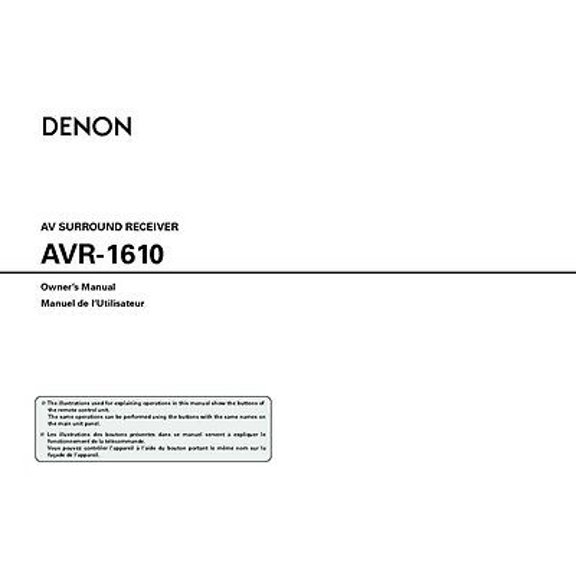 Instruction Manual ONLY for Denon AVR-1610 AV Receiver Owners Manual REPRINT