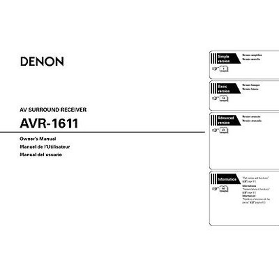 Instruction Manual ONLY for Denon AVR-1611 Receiver Amplifier Owners Manual REPRINT