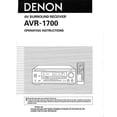 thumbnail image 1 of Instruction Manual ONLY for Denon AVR-1700 AV Receiver Owners Manual REPRINT, 1 of 1