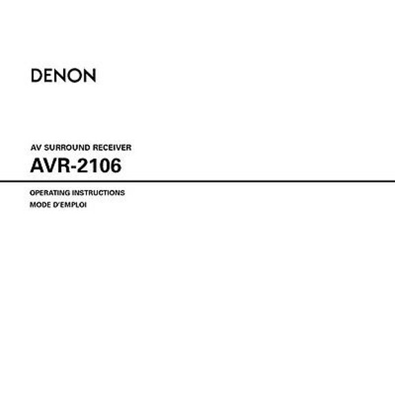 Instruction Manual ONLY for Denon AVR-2106 AV Receiver Owners Manual REPRINT