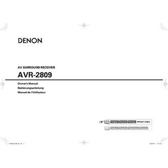 Instruction Manual ONLY for Denon AVR-2809 AV Receiver Owners Manual REPRINT