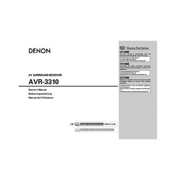 Instruction Manual ONLY for Denon AVR-3310 Receiver Owners Instruction Manual REPRINT
