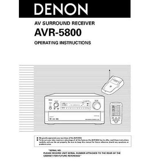 Instruction Manual ONLY for Denon AVR-5800 AV Receiver Owners Manual REPRINT