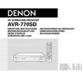 thumbnail image 1 of Instruction Manual ONLY for Denon AVR-770SD Receiver Owners Instruction Manual REPRINT, 1 of 1