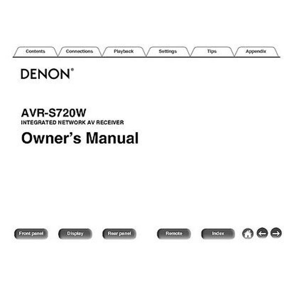 Instruction Manual ONLY for Denon AVR-S720W Receiver Owners Instruction Manual REPRINT