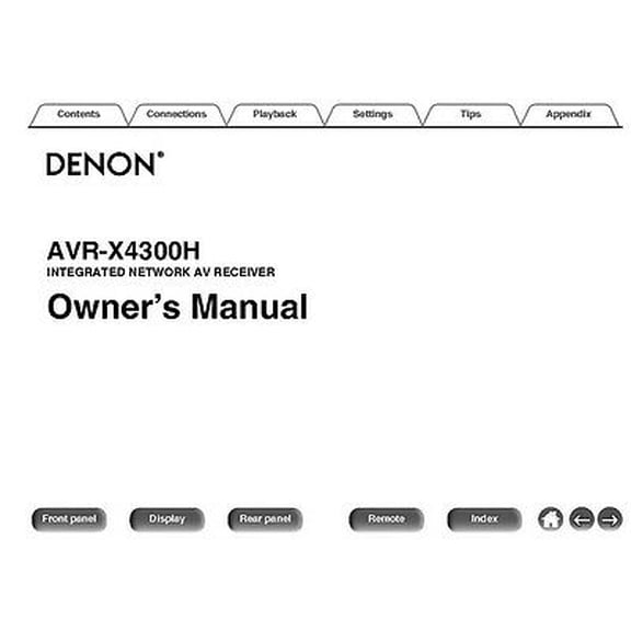 Instruction Manual ONLY for Denon AVR-X4300H Receiver Owners Instruction Manual REPRINT