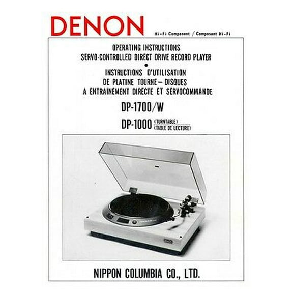 Instruction Manual ONLY for Denon DP-1000 Turntable Owners Manual REPRINT
