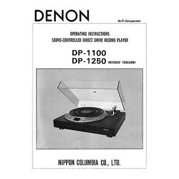 Instruction Manual ONLY for Denon DP-1250 Turntable Owners Manual REPRINT