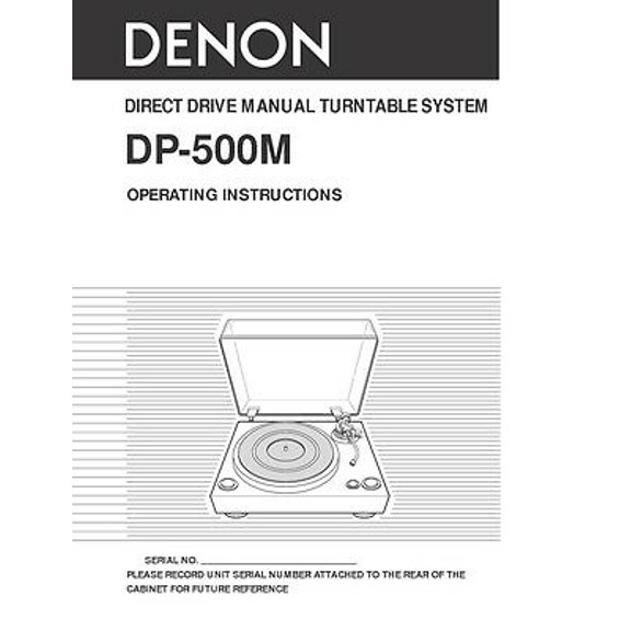 Instruction Manual ONLY for Denon DP-500M Turntable Owners Manual REPRINT