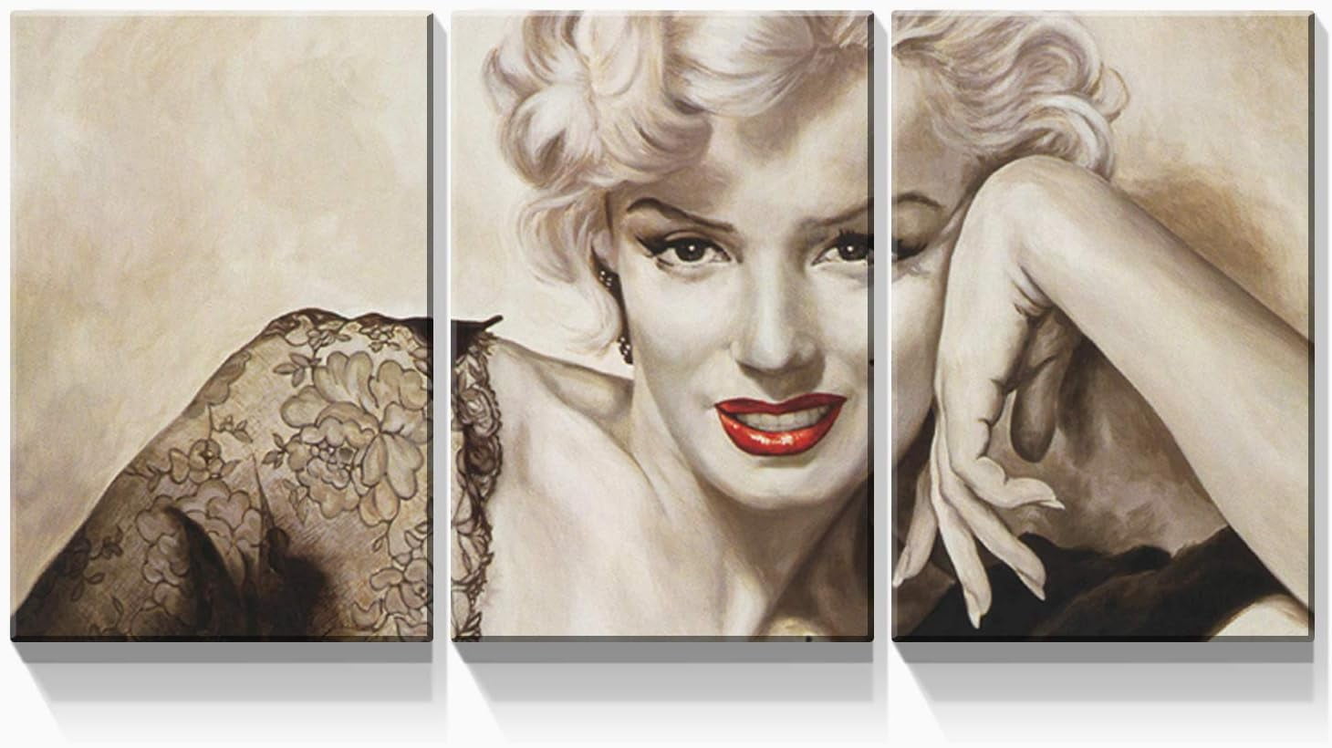 Denozer - 3 Panel Marilyn Monroe Framed Pictures Sexy Blond Girl Paintings  American Movies Actress Artwork Prints on Canvas Wall Art Living Room Home  Decoration Ready to Hang - 24