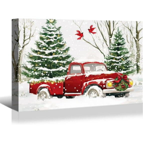 Denozer Large Christmas Wall Art - Santa Wall Art, Christmas Canvas, Winter Wall Art, Christmas Pictures, Christmas Poster - 18x12 inches