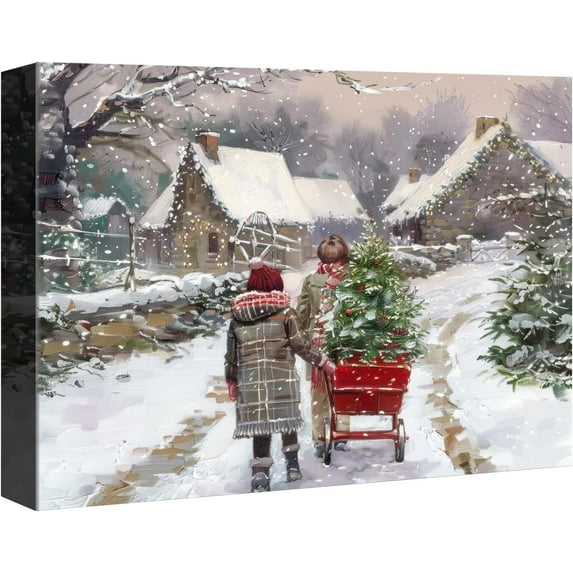 Denozer Large Christmas Wall Art - Santa Wall Art, Christmas Canvas, Winter Wall Art, Christmas Pictures, Christmas Poster - 18x12 inches