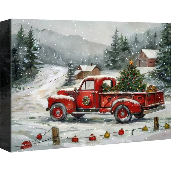 Denozer Large Christmas Wall Art - Santa Wall Art, Christmas Canvas, Winter Wall Art, Christmas Pictures, Christmas Poster - 18x12 inches