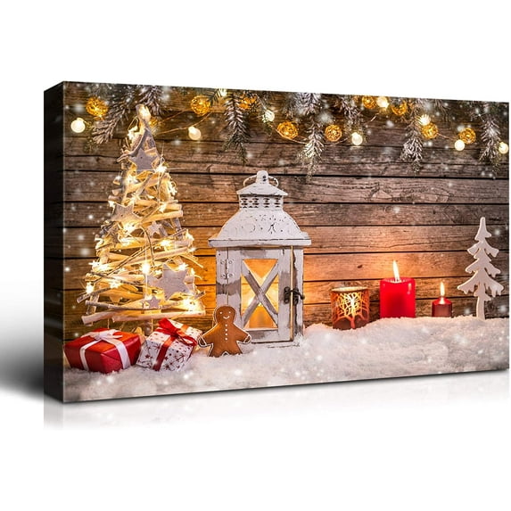 Denozer Large Christmas Wall Art - Santa Wall Art, Christmas Canvas, Winter Wall Art, Christmas Pictures, Christmas Poster - 18x12 inches