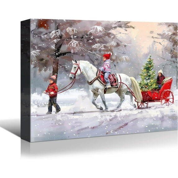 Denozer Large Christmas Wall Art - Santa Wall Art, Christmas Canvas, Winter Wall Art, Christmas Pictures, Christmas Poster - 18x12 inches