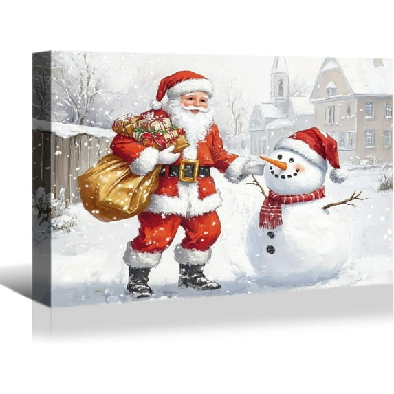 Denozer Large Christmas Wall Art - Santa Wall Art, Christmas Canvas, Winter Wall Art, Christmas Pictures, Christmas Poster - 18x12 inches