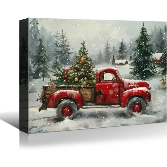 Denozer Large Christmas Wall Art - Santa Wall Art, Christmas Canvas, Winter Wall Art, Christmas Pictures, Christmas Poster - 18x12 inches