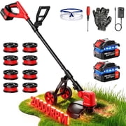 Tanbaby 12-inch Cordless Weed Eater, Brushless Motor Grass Trimmer, Weed Wacker with Auto Line Feed, 2 x 3.0Ah Battery, Weed Trimmer for Lawn Yard Garden