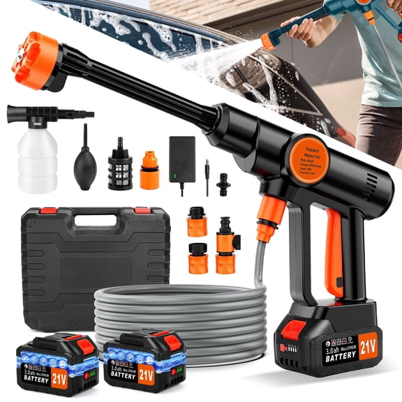 Tanbaby Portable Cordless Pressure Washer, Electric Power Washer Battery Powered, Handheld Car Washer with 6-in-1 Nozzle,17FT Drain Hose, Power Cleaner for Patio Floor Fence Deck Indoor