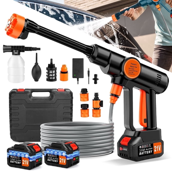 Tanbaby Cordless Pressure Washer, 970PSI Electric Power Washers, Water Pressure Machine with 6-in-1 Nozzle, 2.4GPM ,17FT Hose, for Cars Patio Floor