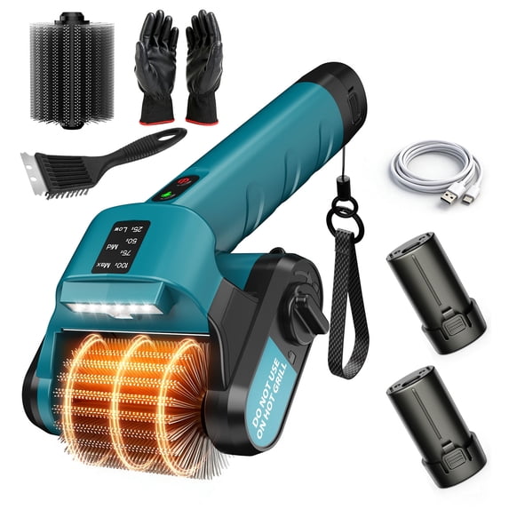 Tanbaby Electric Grill Brush, Cordless Grill Cleaner with 304 Stainless Steel, Up to 300-Min Runtime, 3-Speed Settings, Outdoor Grill Cleaning Tool for Home, Patio, Camping