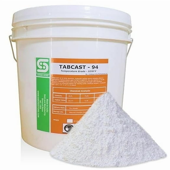 Simond Store Castable Refractory Cement - 94% Alumina Dense - 3270F Rated High Temp Fireproof Castable Refractory Mortar for Foundry Furnace Forge Kiln Pizza Oven Stove Fireplace - 44 Lbs