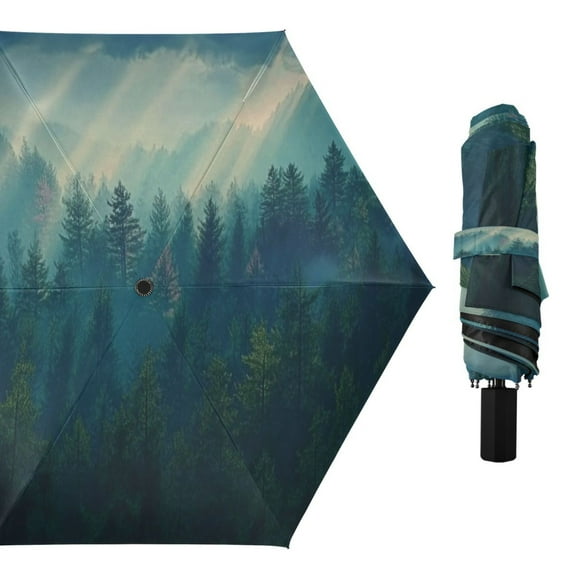 Dense Forest Compact Sun Umbrella Windproof Travel Umbrellas for Rain Strong Portable UV Protection