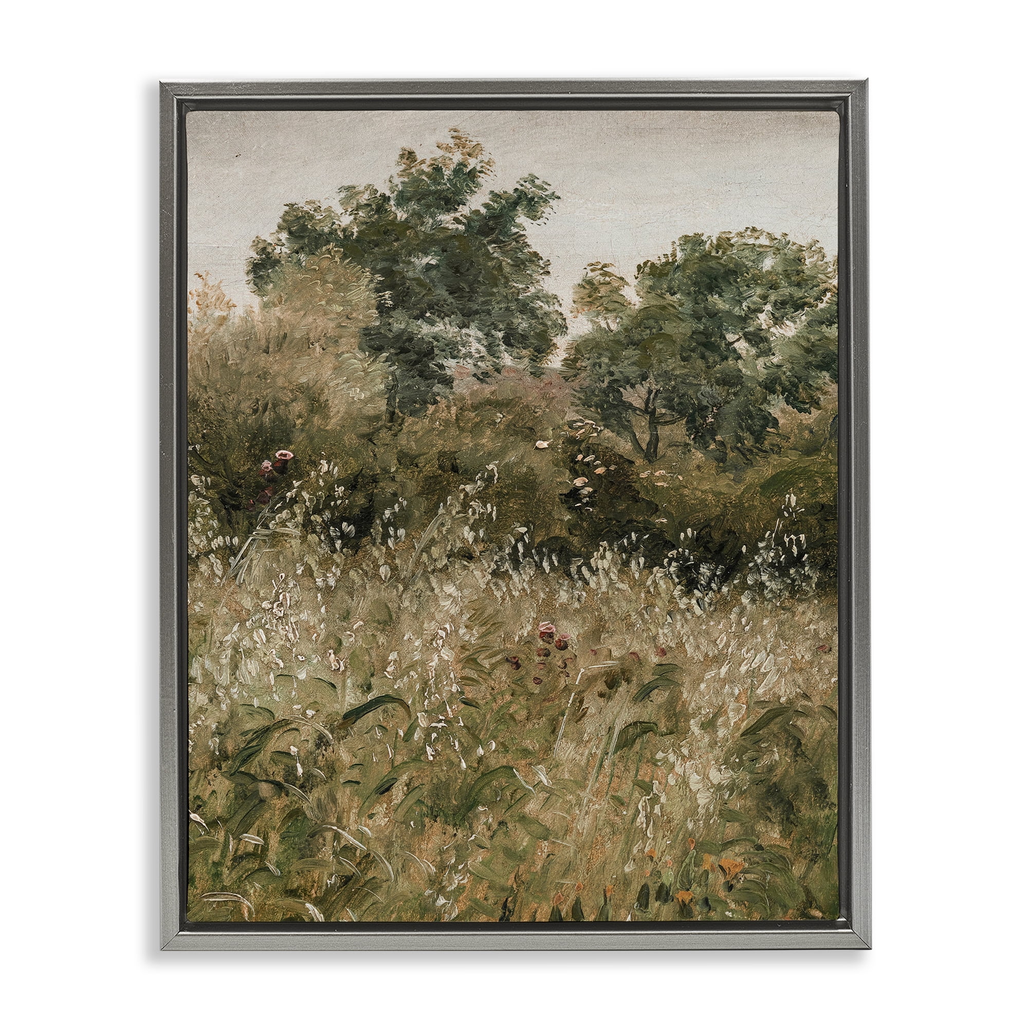 Dense Forest Thicket Gray Framed Floater Canvas Wall Art, design by Lettered and Lined