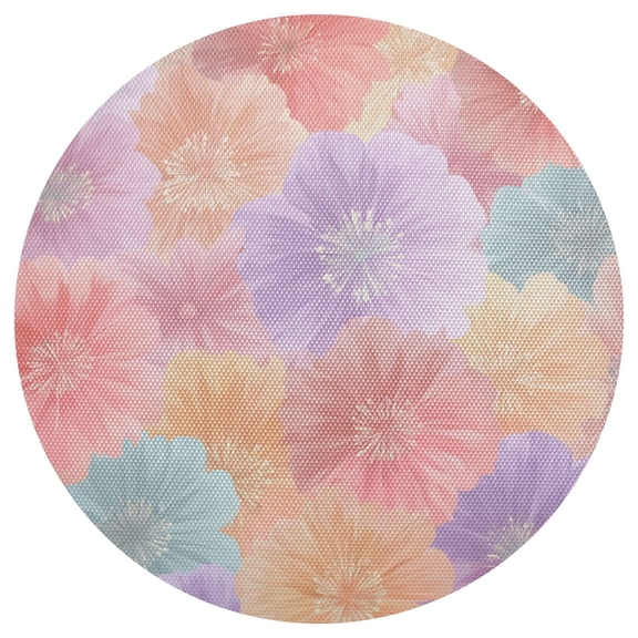 Dense Pastel Flower Petals PVC Round Grid Placemat Table Mat 1 Pc 15.4" x 15.4"