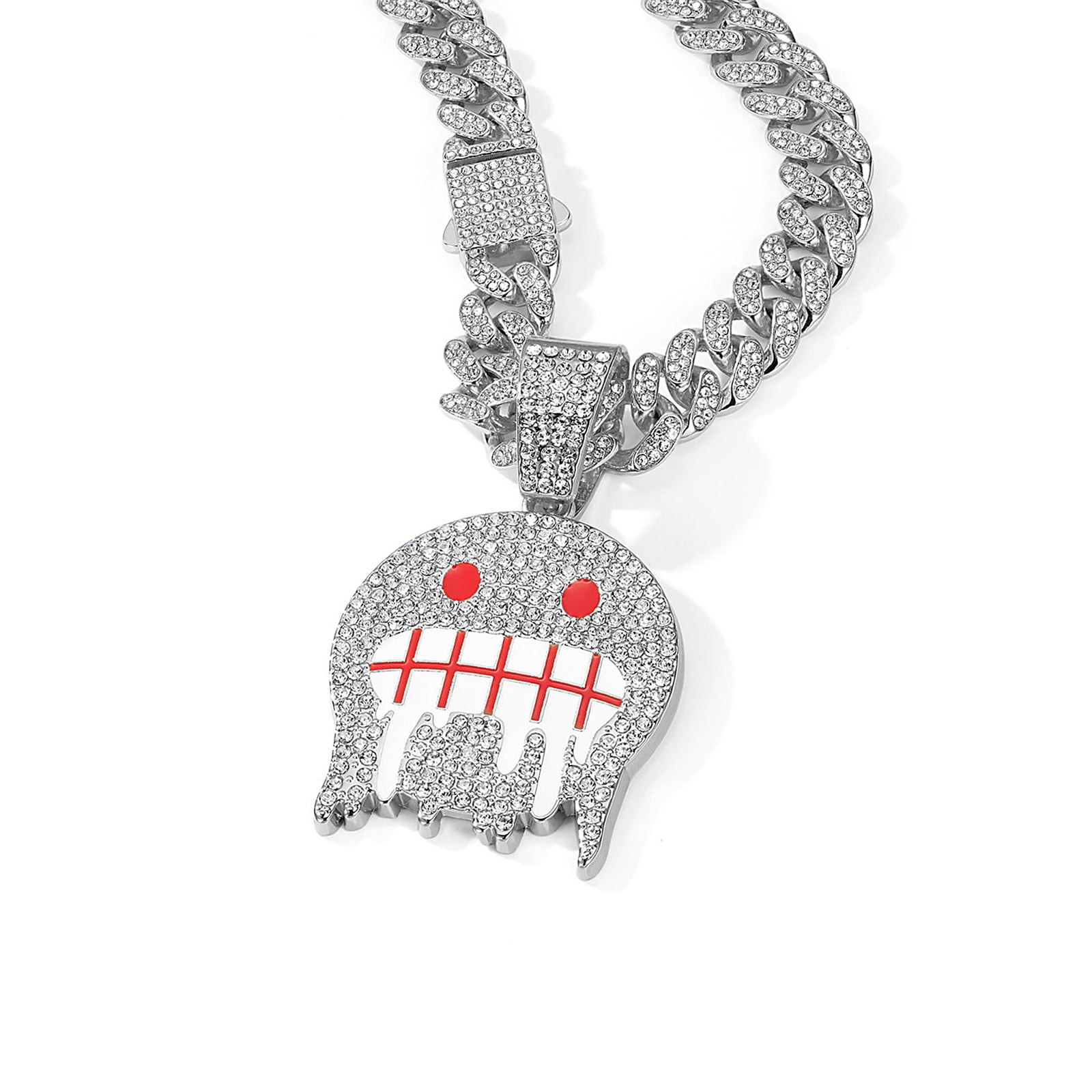 Densely Decorated Pendant Chain with Geometric Face Design Cuban Links ...