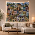 thumbnail image 1 of Densely Packed Mosaic with Village Town Built Upon, Mystical Fantasy for Space Lovers, Galaxy Room Decor, Mother'S Day Gift, Tapestry Wall Hanging for Bedroom and Dorm, 1 of 7