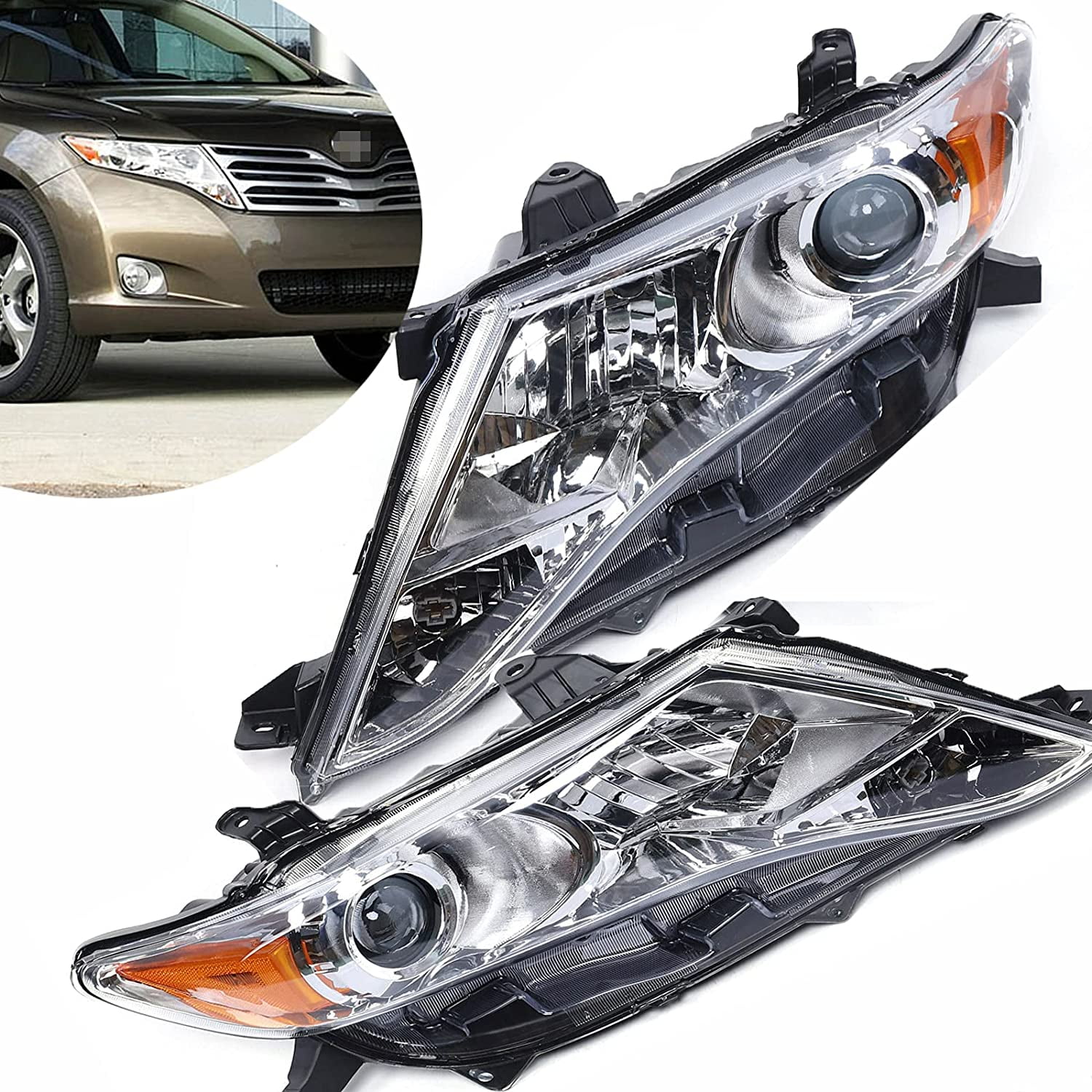 Denset Halogen Headlights Assembly for 2009-2016 Toyota Venza, Front ...