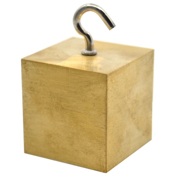 Density Cube with Hook, Brass (Br) - Element Stamp - 0.8 Inch (20mm) Sides - For Density Investigation, Specific Gravity & Specific Heat Activities - Eisco Labs