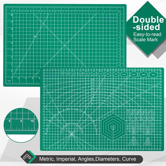 Density-upgraded Self Healing Cutting Mat, 18inch x 12inch Craft Cutting Mat for Table Protection, 5-Ply Rotary Cutting Board Double-sided for Cutting Quilting Modeling Projects, Green