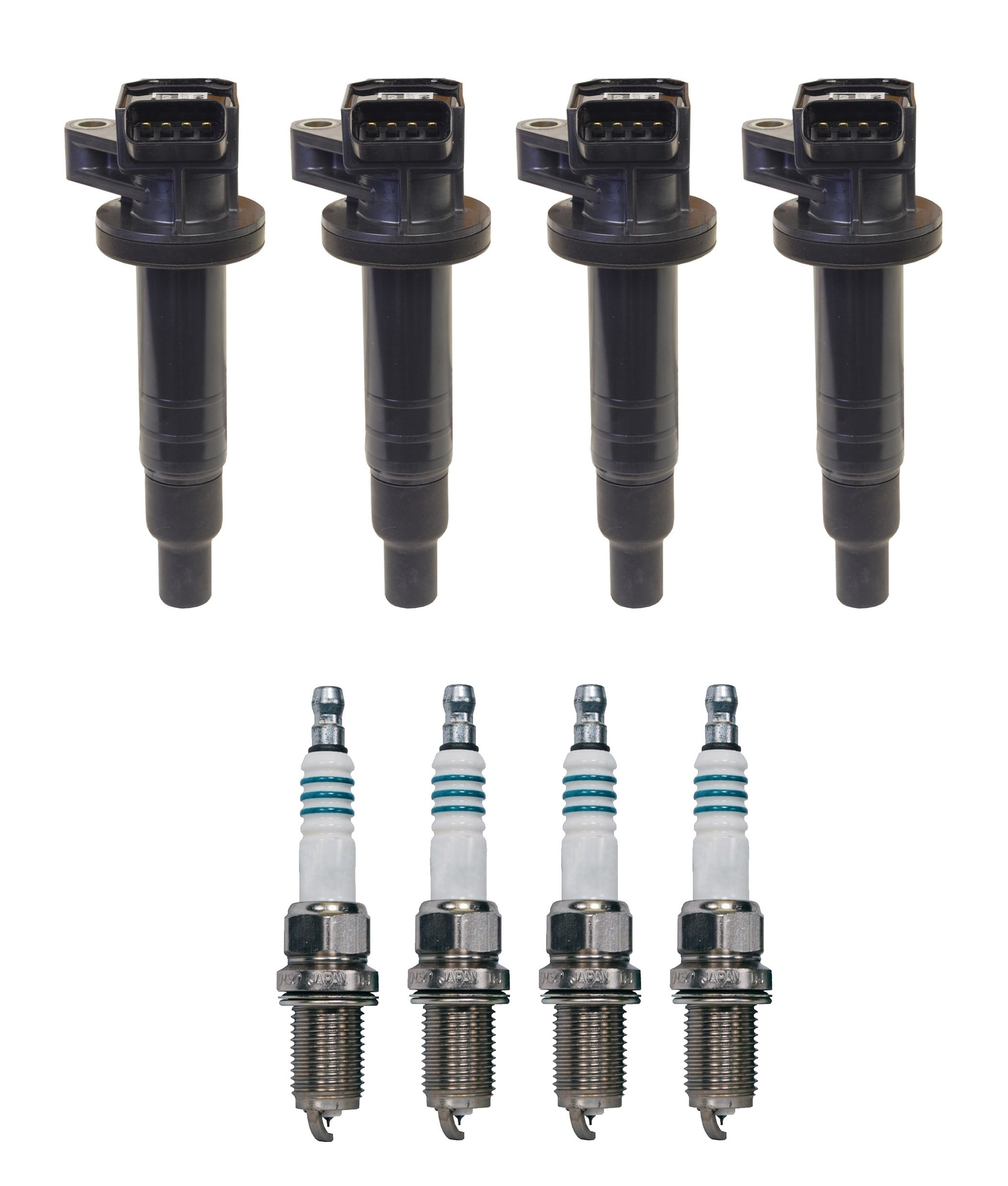 Denso 4 Ignition Coils & 4 Iridium Power Spark Plugs .044 Kit For 1.8L