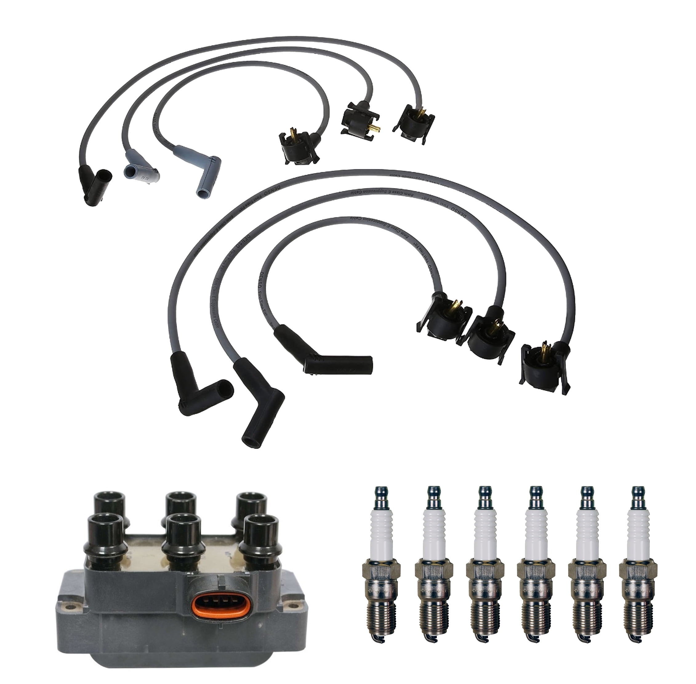 Denso Ignition Coil Wire Set 6 UGroove Design Spark Plug Kit For Mazda