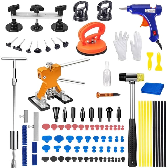 Dent Puller Kit, Car Dent Puller for Dent Repair, Car Dent Puller Kit with Golden Lifter, Slide Hammer T-Bar, Bridge Puller, Paintless Dent Removal Kit for Car Refrigerator Door Ding Repair