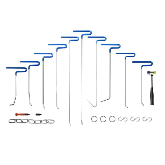 Dent Removal Kit 20 Pcs - Paintless Dent Repair Rods - Stainless Steel Whale Tail Tools for Car Door Dings & Hail Damage