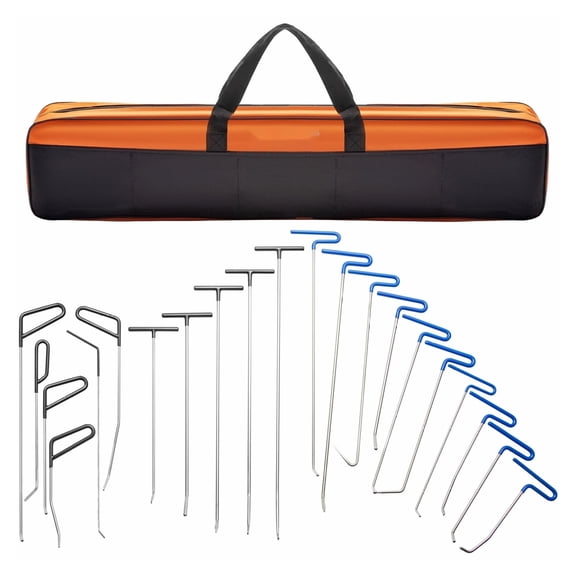 Dent Removal Kit 21 Pcs - Paintless Dent Repair Rods - Stainless Steel Auto Dent Puller Set - Whale Tail Tools for Car Door Dings & Hail Damage