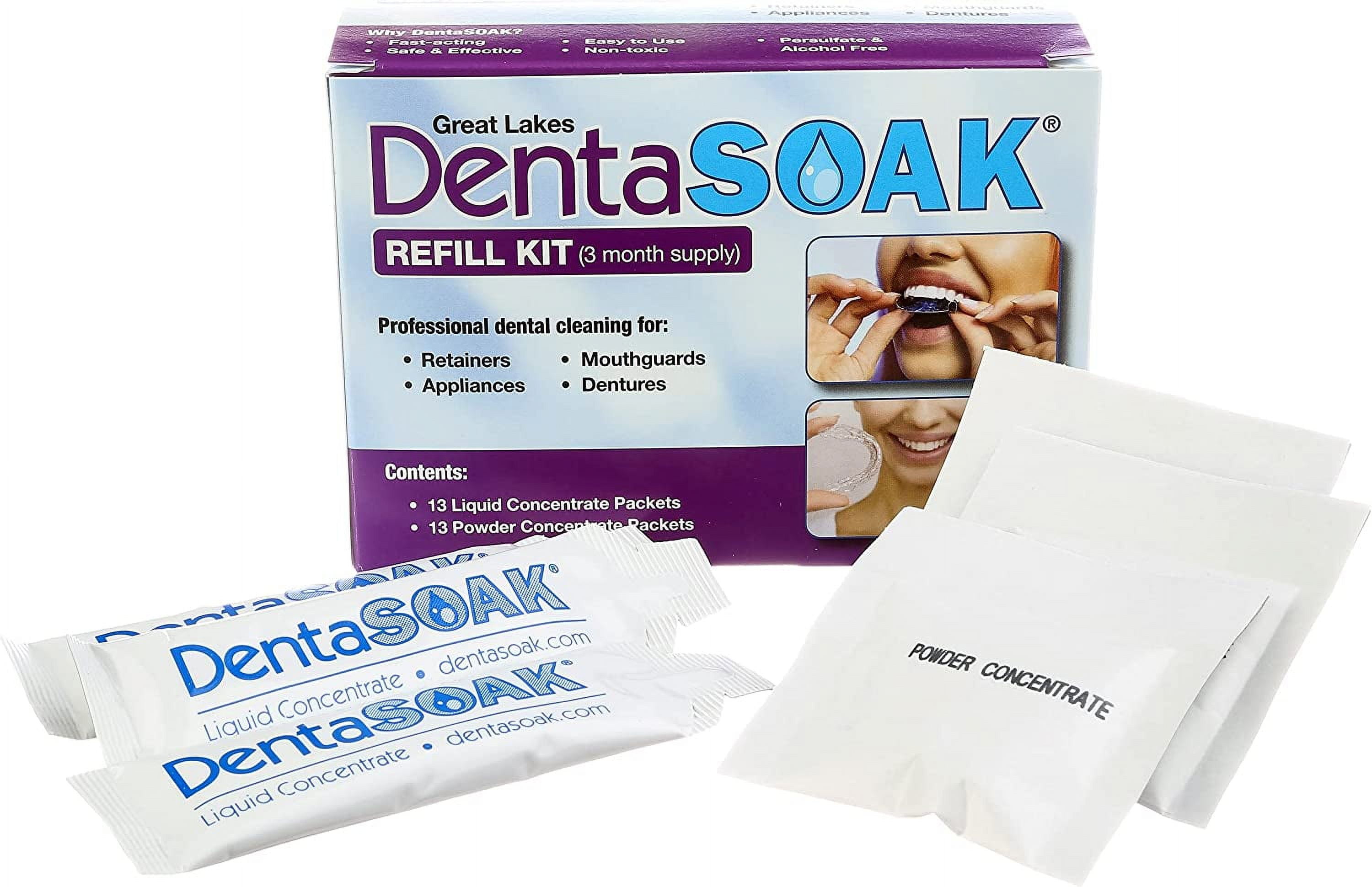 DentaSOAK Refill Kit Mouthguard, Retainer, Denture, Appliance Cleaner 100 Safe Persulfate