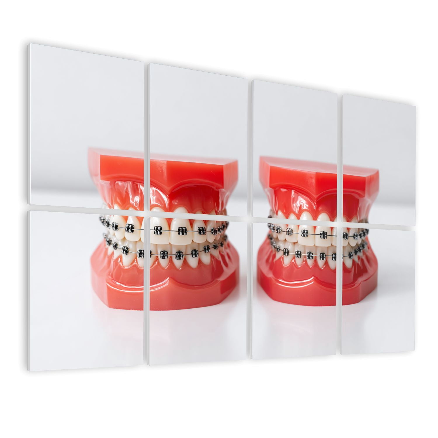 Dental 8 Pack Art Acoustic Panels Sound Absorbing Mouth guard teeth braces teeth jaw Decorative Soundproof Wall Panels Self Adhesive for Physician Hospital Office 48"x32"