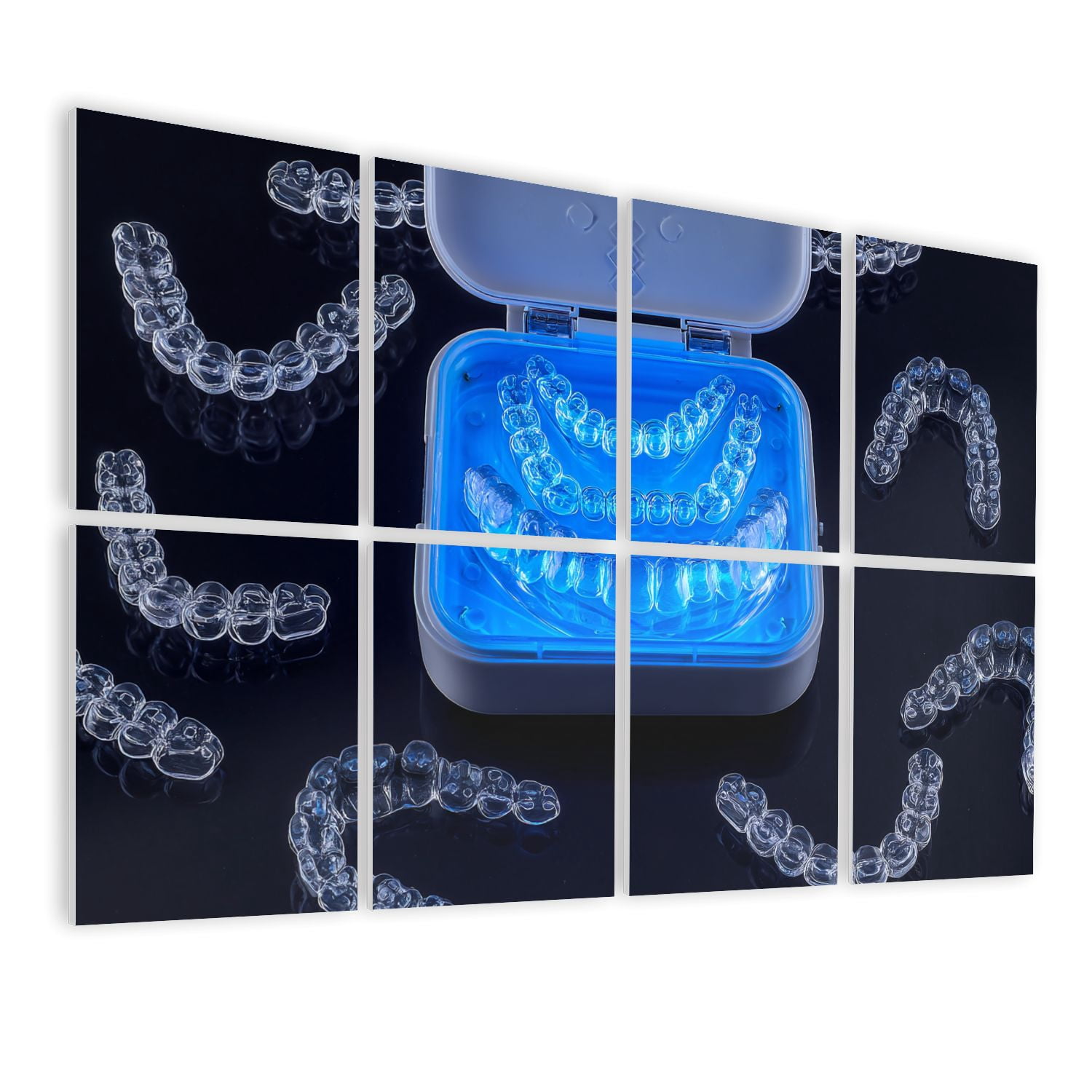 Dental 8 Pack Art Acoustic Panels Sound Absorbing Plastic case invisible transparent orthodontic black Aligner Decorative Soundproof Wall Panels Self Adhesive for Physician Hospital Office 48"x32"