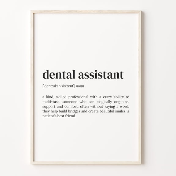 Dental Assistant Definition Wall Art Print, Unframed Paper Poster 8x10in