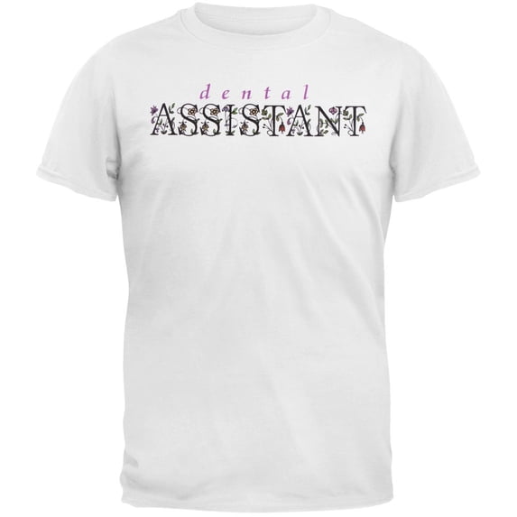 Dental Assistant Floral Logo Adult T-Shirt - Medium