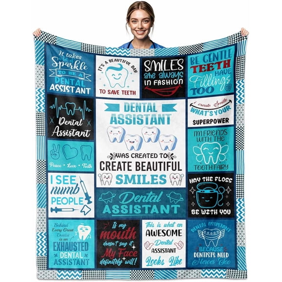 Dental Assistant Gift for Women Men, Dental Assistant Gifts Blanket, Dental'' Assistant'' Blanket 60" X 50", Appreciation Gifts, Staff/Corworker Presents