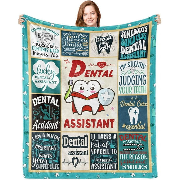 Dental Assistant Gifts for Women, Dental Assistant Must Haves Throw Blanket 50x60in, Dental Assistant Accessories, Dental Assistant Recognition Week Gifts, Dental Assistant Appreciation Gift