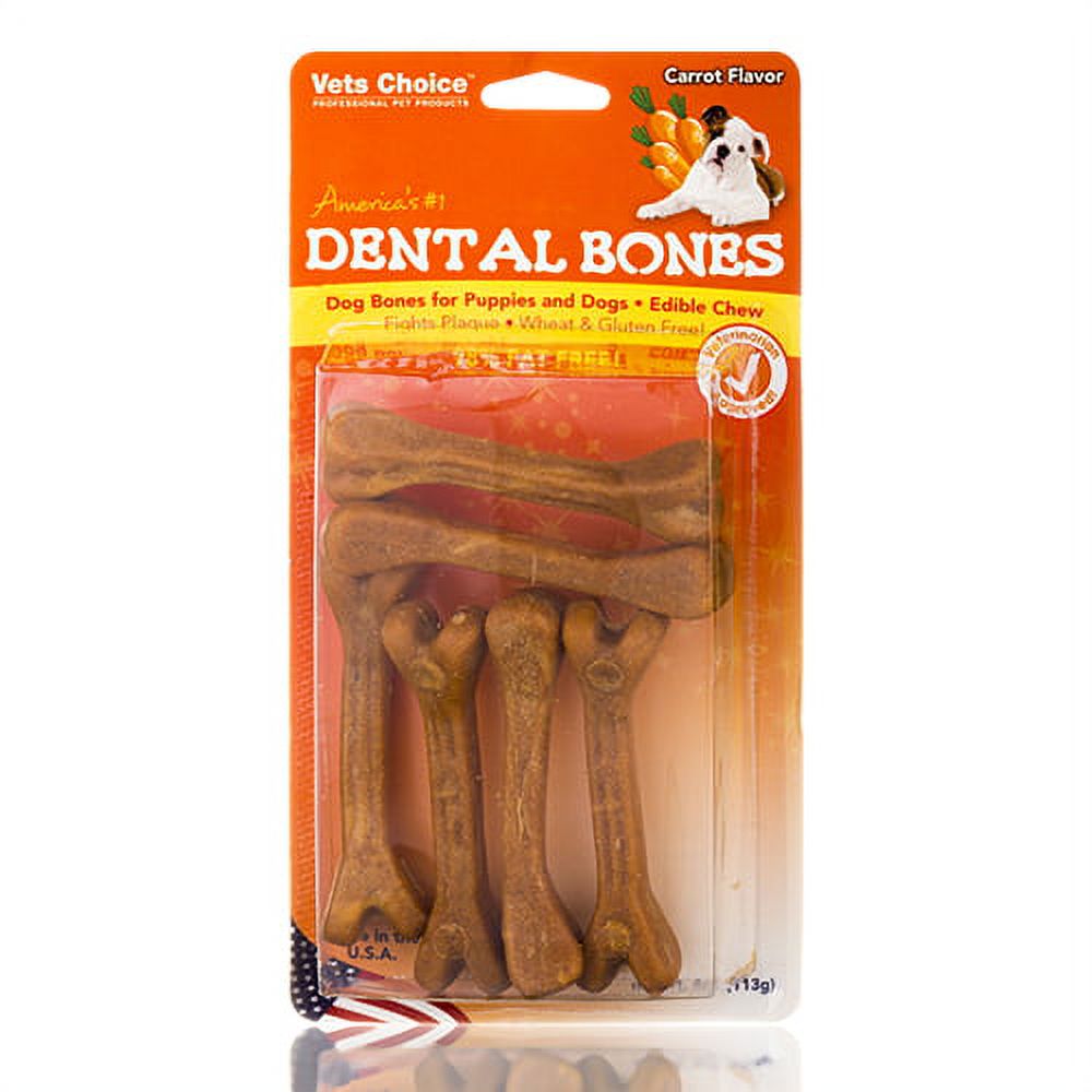Dental Bones for Puppies and Dogs, Carrot Flavor 6 Small Pieces (4 oz