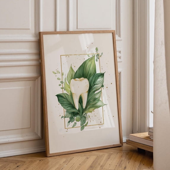 Dental Botanical Teeth Illustration Modern Dentist Decor Anatomy ...