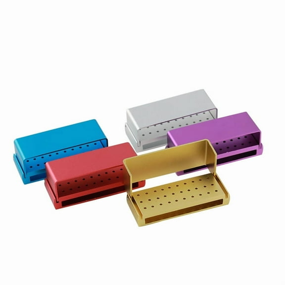 Dental Bur Blocks Autoclavable, 30 Holes Disinfection Diamond Burs Drill with Measurable Cover Aluminum Organizer Box Dentist Tool