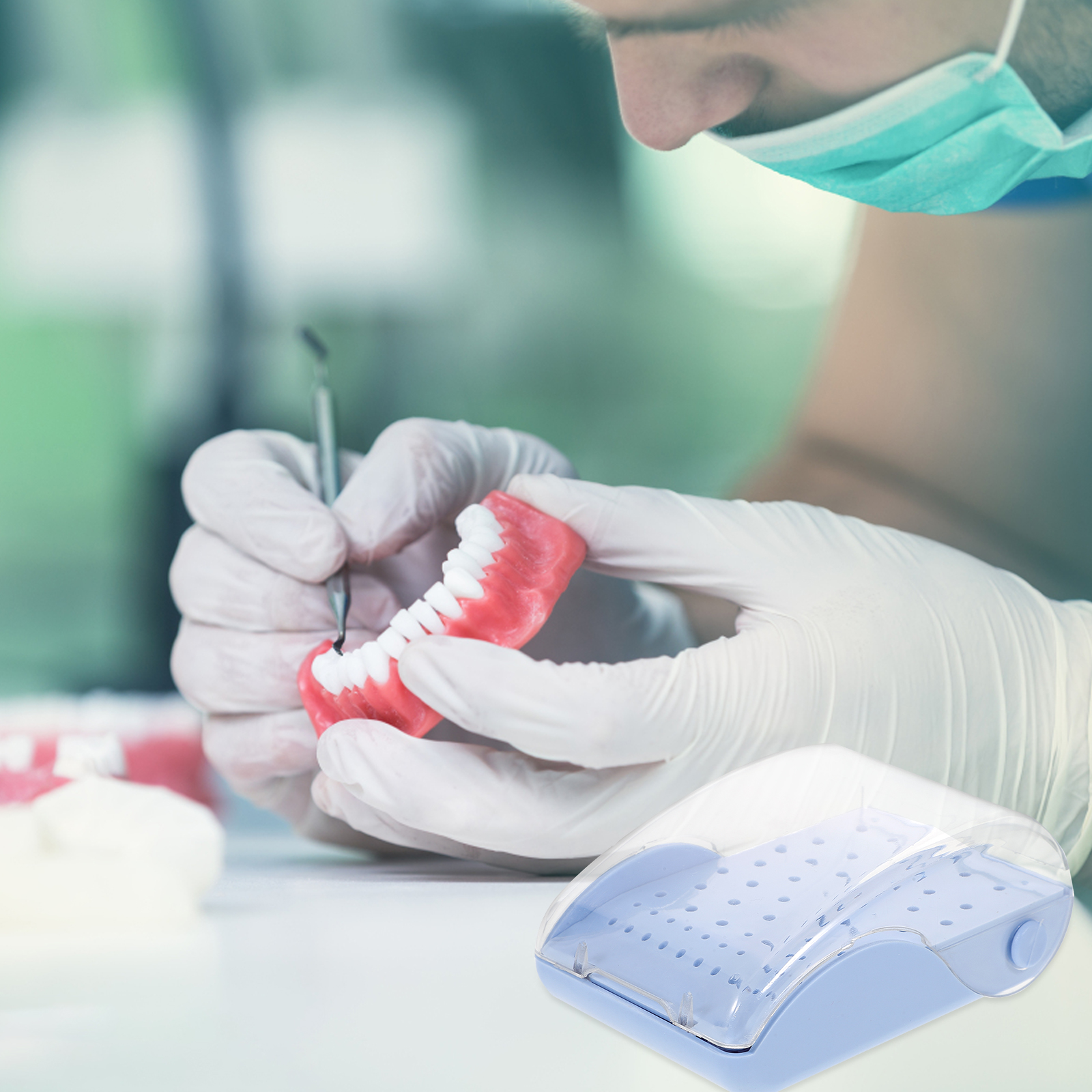 Dental Burs Sterilization Box Dental Burs Box Dentist Tools Storage Organizer (48 holes